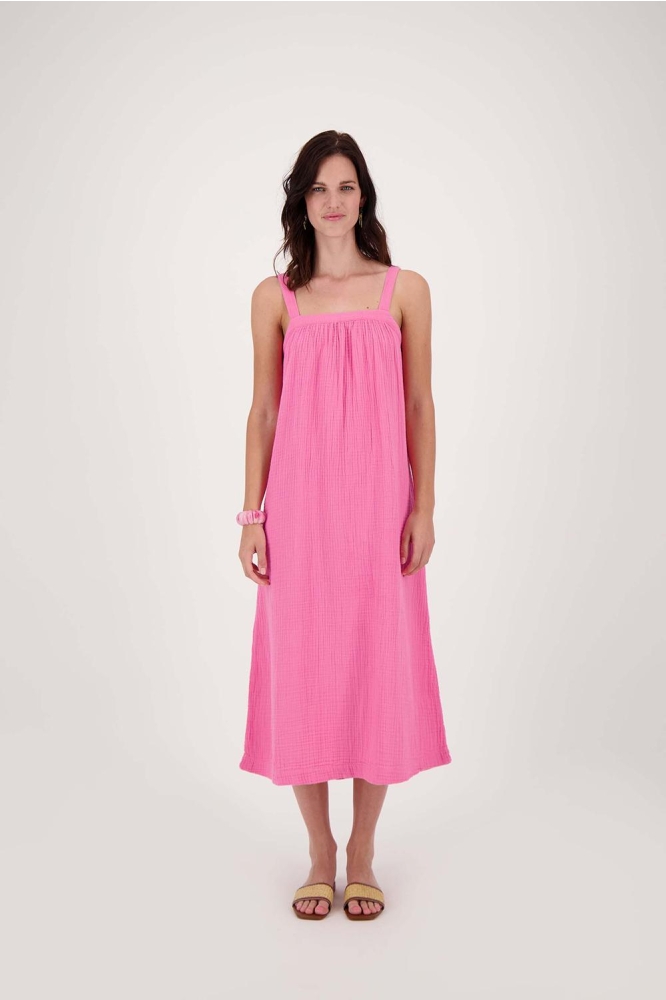 LANGE MOUSSELINE JURK 0301 092 3015 FEL ROZE